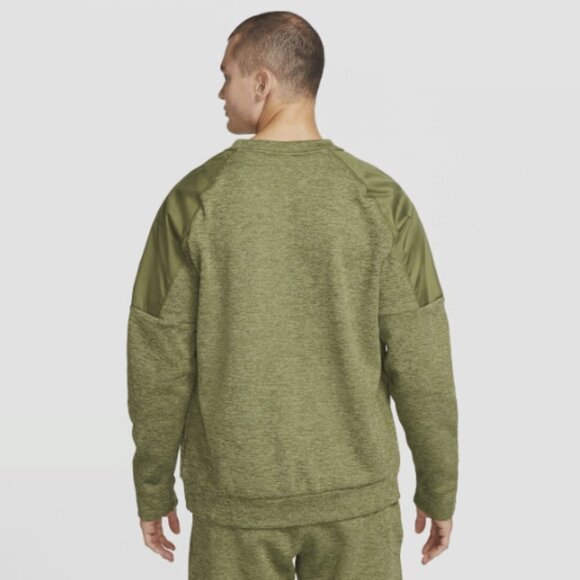 Nike Olive Therma-FIT Men's Fitness Crewneck Pullover Sweatshirt Size Large - Picture 2 of 11